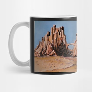 Oil painting landscape with cowboys. western apocalyptic style Mug